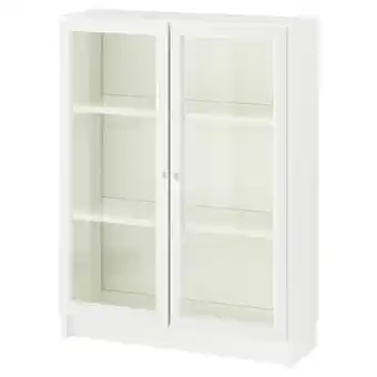 IKEA Billy / oxberg Bokhylle med vitrinedører, hvit, 80x30x106 cm tilbud