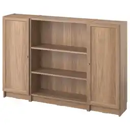 IKEA Billy / oxberg Bokhyllekomo med dører, eikemønstret, 160x106 cm tilbud