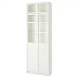 IKEA Billy Bokhylle overhylle/panel/glassdører, hvit, 80x30x237 cm tilbud