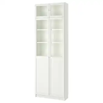 IKEA Billy Bokhylle overhylle/panel/glassdører, hvit, 80x30x237 cm tilbud