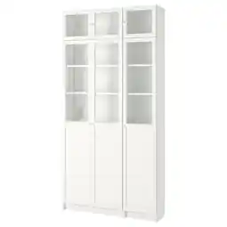 IKEA Billy / oxberg Bokhylle, hvit/glass, 120x30x237 cm tilbud