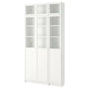IKEA Billy / oxberg Bokhylle, hvit/glass, 120x30x237 cm tilbud