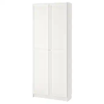 IKEA Billy / oxberg Bokhylle med dører, hvit, 80x41x202 cm tilbud
