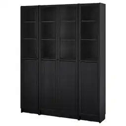 IKEA Billy / oxberg Bokhyllekombo panel-/glassdører, svart eikemønstret, 160x202 cm tilbud