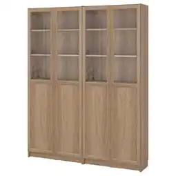 IKEA Billy / oxberg Bokhyllekombo panel-/glassdører, eikemønstret, 160x30x202 cm tilbud