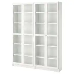 IKEA Billy / oxberg Bokhylle, hvit/glass, 160x30x202 cm tilbud