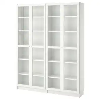 IKEA Billy / oxberg Bokhylle, hvit/glass, 160x30x202 cm tilbud