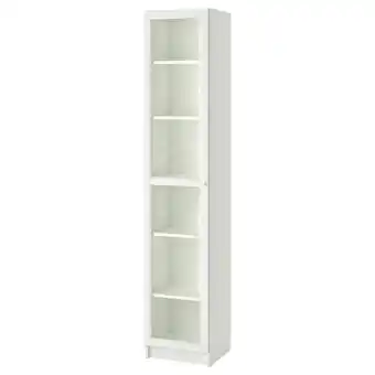 IKEA Billy / oxberg Bokhylle med vitrinedør, hvit/glass, 40x41x202 cm tilbud