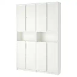 IKEA Billy / oxberg Bokhylle med overhylle/dører, hvit, 160x30x237 cm tilbud