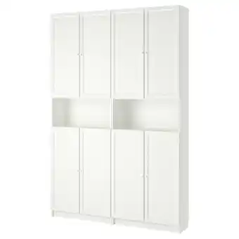 IKEA Billy / oxberg Bokhylle med overhylle/dører, hvit, 160x30x237 cm tilbud