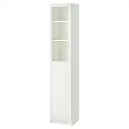 IKEA Billy / oxberg Bokhylle med panel/glassdør, hvit/glass, 40x41x202 cm tilbud