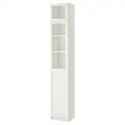 IKEA Billy Bokhylle overhylle/panel/glassdører, hvit/glass, 40x41x237 cm tilbud