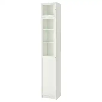 IKEA Billy Bokhylle overhylle/panel/glassdører, hvit/glass, 40x41x237 cm tilbud