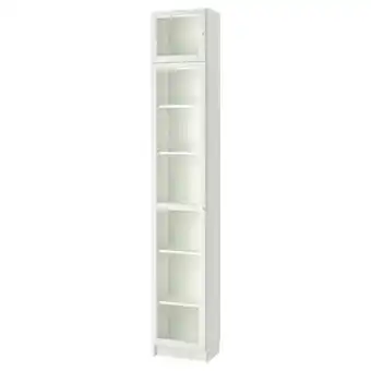 IKEA Billy / oxberg Bokhylle med vitrinedør, hvit/glass, 40x30x237 cm tilbud