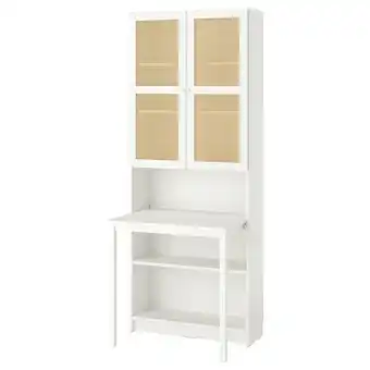 IKEA Billy / hÖgadal Bokhylle med skrivebord, hvit/flettet bambus, 80x202 cm tilbud