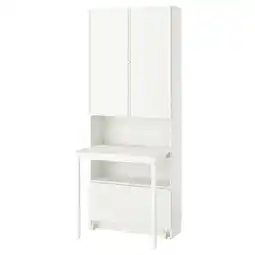 IKEA Billy / hÖgbo Bokhylle med skrivebord og skuff, hvit, 80x202 cm tilbud