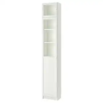 IKEA Billy / oxberg Bokhylle overhylle/panel/glassdører, hvit/glass, 40x30x237 cm tilbud