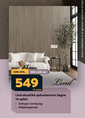 Megaflis Lind akustikk spileelement Søgne 14 spiler tilbud