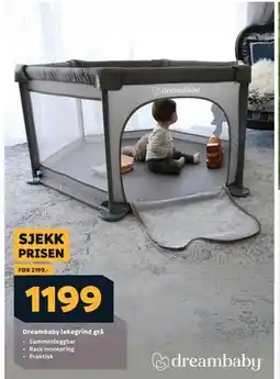 Megaflis Dreambaby lekegrind grå tilbud