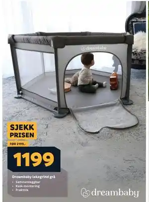 Megaflis Dreambaby lekegrind grå tilbud