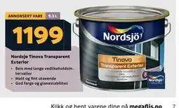 Megaflis Nordsjø Tinova Transparent Exterior tilbud