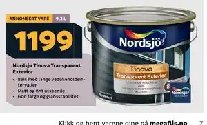 Megaflis Nordsjø Tinova Transparent Exterior tilbud