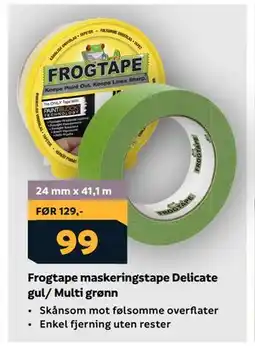 Megaflis Frogtape maskeringstape Delicate gul/ Multi grønn tilbud