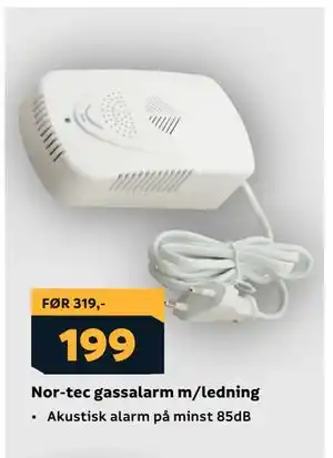 Megaflis Nor-tec gassalarm m/ledning tilbud