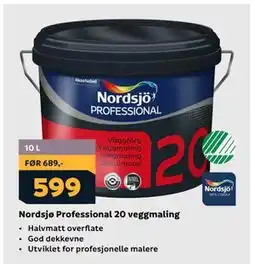 Megaflis Nordsjø Professional 20 veggmaling tilbud