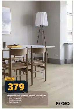 Megaflis Pergo vinylgulv Lysefjord Pad Pro Seaside Oak tilbud