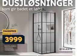 Megaflis Celeste Nero dusjhjørne tilbud