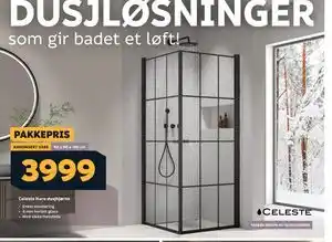 Megaflis Celeste Nero dusjhjørne tilbud