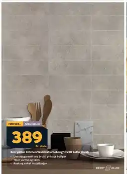 Megaflis BerryAlloc Kitchen Wall Naturbetong 10x30 Satin Finish tilbud