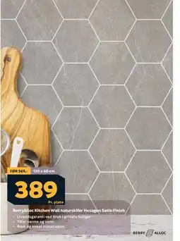 Megaflis BerryAlloc Kitchen Wall naturskifer Hexagon Satin Finish tilbud