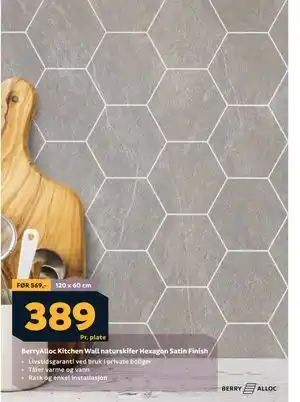 Megaflis BerryAlloc Kitchen Wall naturskifer Hexagon Satin Finish tilbud