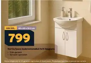 Megaflis Nortiq Space baderomsmøbel hvit høyglans tilbud