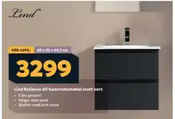 Megaflis Lind Bellevue 60 baderomsmøbel matt sort tilbud