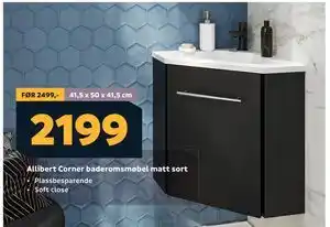 Megaflis Allibert Corner baderomsmøbel matt sort tilbud