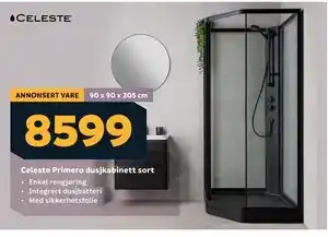 Megaflis Celeste Primero dusjkabinett sort tilbud