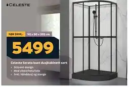Megaflis Celeste Serata buet dusjkabinett sort tilbud