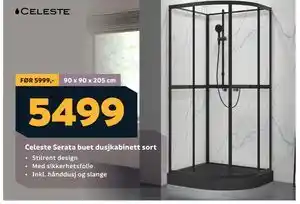 Megaflis Celeste Serata buet dusjkabinett sort tilbud