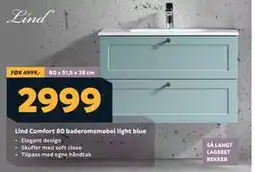 Megaflis Lind Comfort 80 baderomsmøbel light blue tilbud