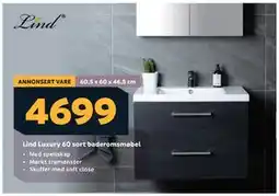 Megaflis Lind Luxury 60 sort baderomsmøbel tilbud