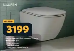 Megaflis Laufen Lua veggskål compact rimless Manhattan grå tilbud