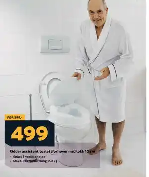 Megaflis Ridder assistent toalettforhøyer med lokk 10 cm tilbud