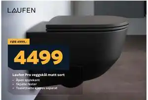 Megaflis Laufen Pro veggskål matt sort tilbud