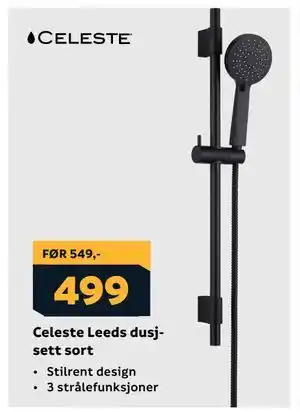 Megaflis Celeste Leeds dusjsett sort tilbud