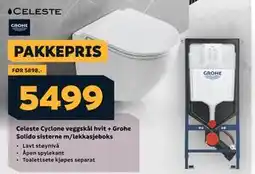 Megaflis Celeste Cyclone veggskål hvit + Grohe Solido sisterne m/lekkasjeboks tilbud
