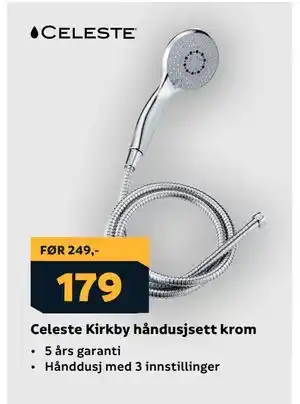 Megaflis Celeste Kirkby håndusjsett krom tilbud