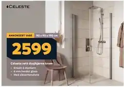 Megaflis Celeste rett dusjhjørne krom tilbud